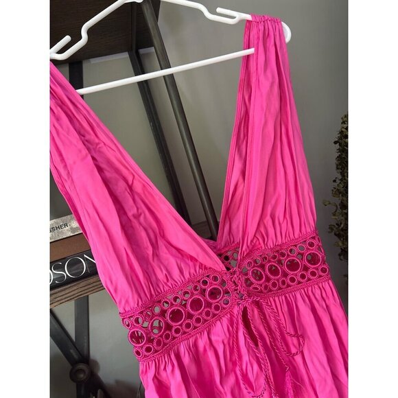 My Beachy Side Ruby Crochet Open Front Mini Dress Fuschia Womens Size Medium - Picture 5 of 8